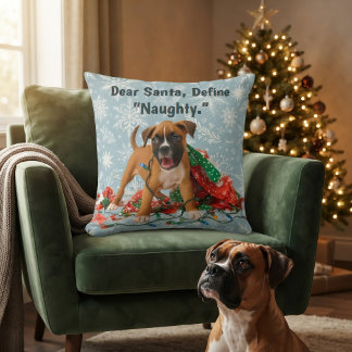 Coussin Boxer drôle de Noël