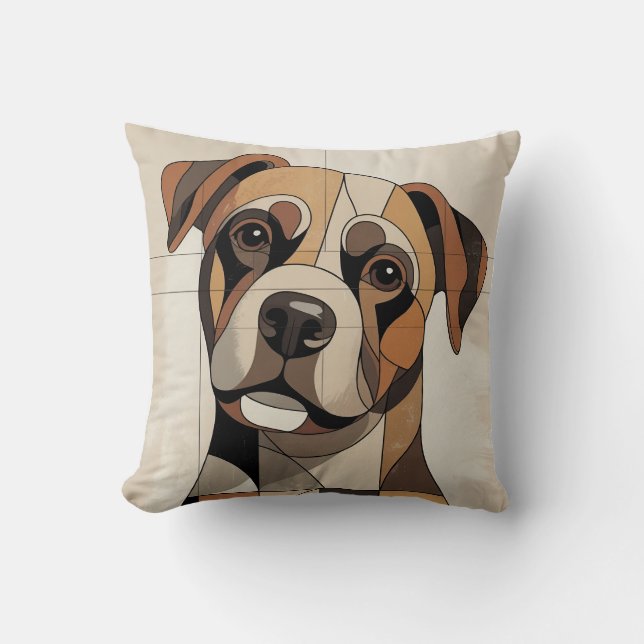 Coussin Boxer patchwork beige naturel chaud (Recto)
