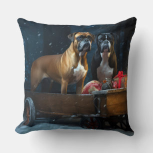 Coussin Boxer Snowy Sleigh Décor de Noël