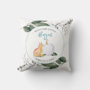 Coussin Boys Nursery Decor Fall Fox & Citrouille Blue