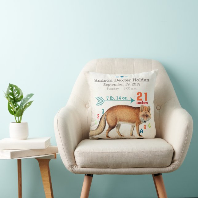 Coussin Boy's Nursery Room Baby Stat Fox Flrow Motif (Chaise)