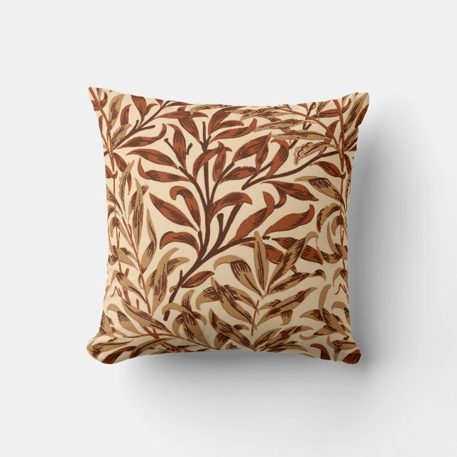 Coussin Branche, brun et beige de saule de William Morris (Recto)