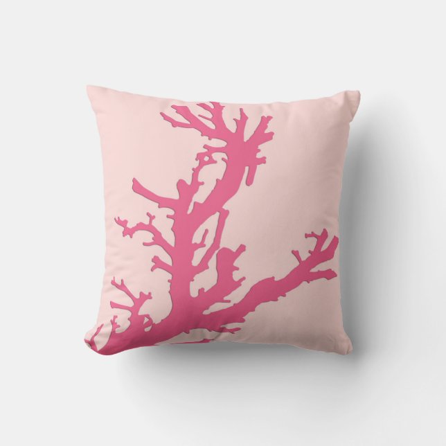 Coussin Branche de corail - nuances de corail rose (Recto)