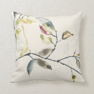 Coussin Branche de feuille d'aquarelle