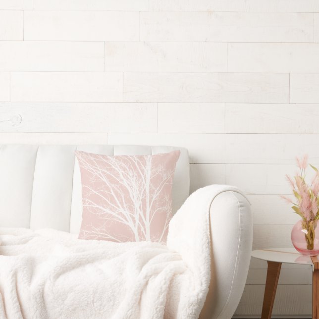 Coussin Branches d'arbre blanc rose pâle (Canapé)