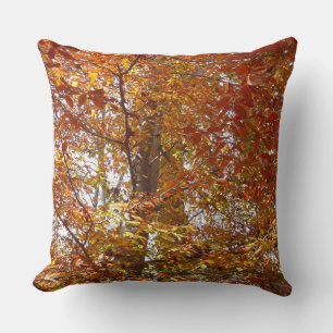 Coussin Branches de feuilles orange Automne Nature