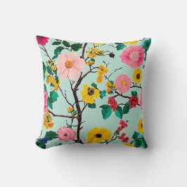 Coussin Branches florales vibrantes Motif