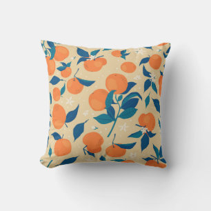 Coussin Branches Oranges : Motif Arrière - plan beige