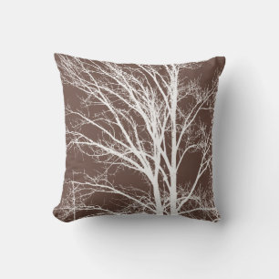 Coussin Branches rustiques Brown d'arbre blanc