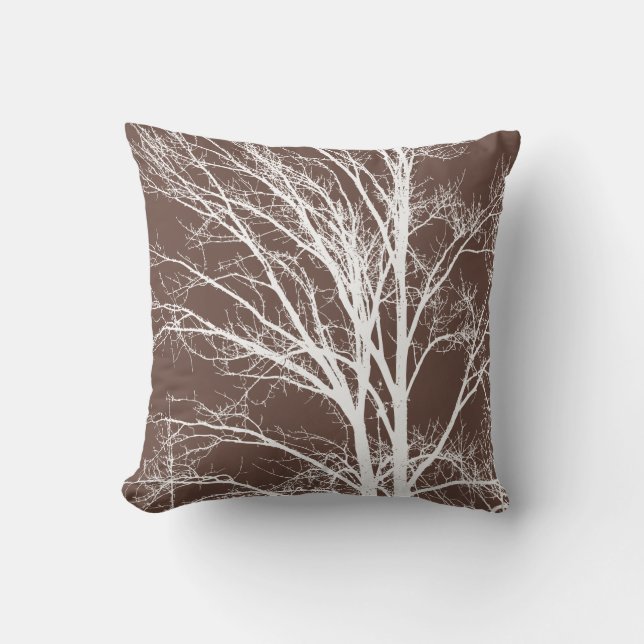 Coussin Branches rustiques Brown d'arbre blanc (Recto)