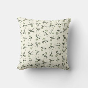 Coussin Branches vertes sur crème - motif sans soudure