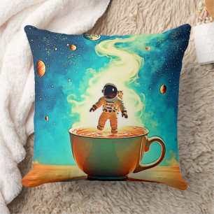 Coussin Brassage Cosmique : Le Rêve de Café de l'Astronaut