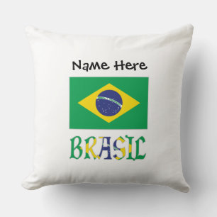 Coussin Brésil Drapeau Brésil Nom Personnalisé