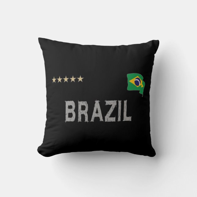 Coussin Brésil Fan Football Fan Chemise Coeur (Recto)