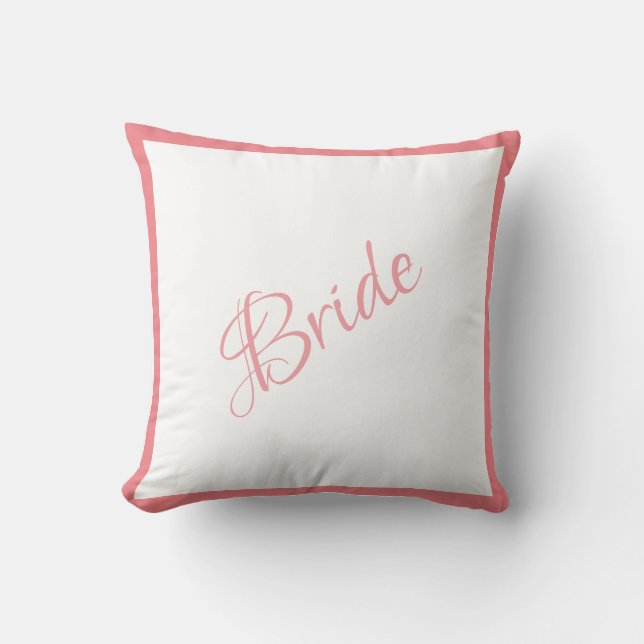 Coussin Bride Pink Script Mariage chic (Recto)