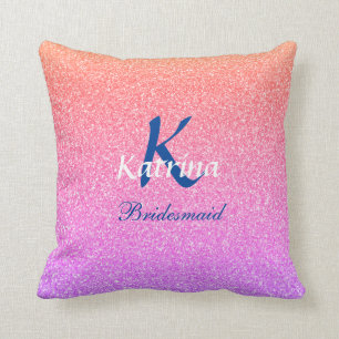 Coussin Bridesmaid Monogramme Nom initial Rose Gold Partie