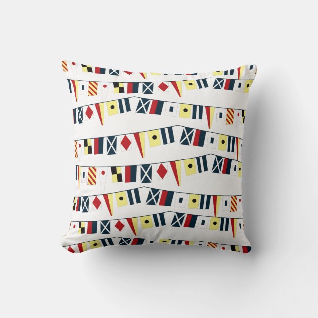 Coussin Bright Array of Nautical Flags Pillow (Recto)
