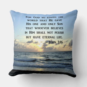 COUSSIN BRIGHT BLUE JOHN 3:16 OCEAN PHOTO DESIGN