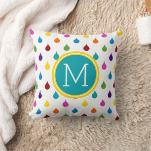 Coussin Bright Rainbow Raindrops Monogram