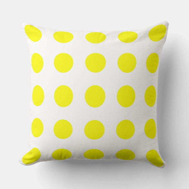 Coussin Bright Sunshine Yellow Pois on White (Recto)