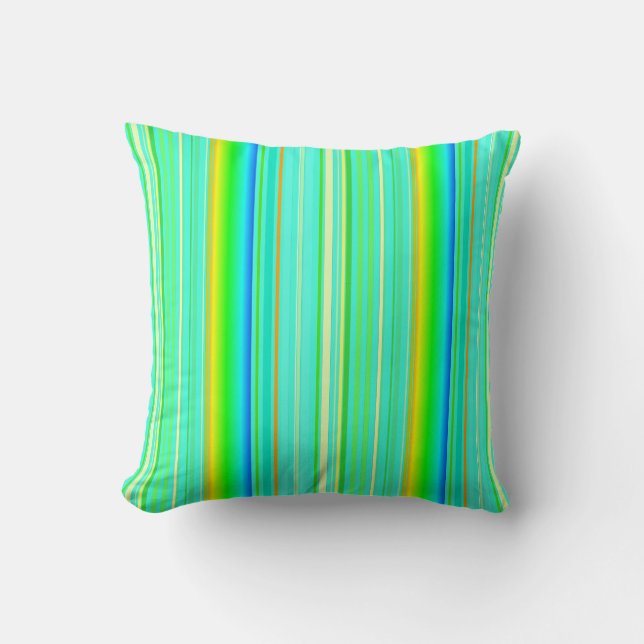 Coussin Bright vert original rayé vertical (Recto)