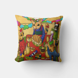 Coussin British Christmas Dinner Cats