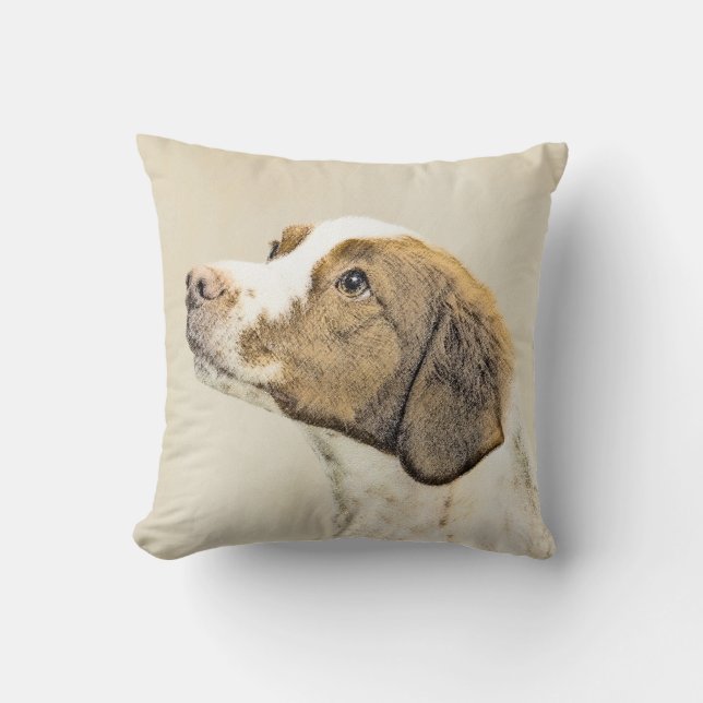 Coussin Brittany Paining - Un joli art original de chien (Recto)