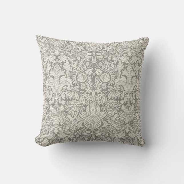 Coussin brocade en dentelle blanche élégante (Recto)