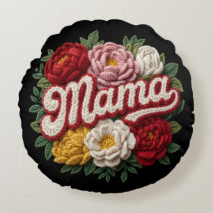 Coussin brodé floral Mama – “ilama” Vintage