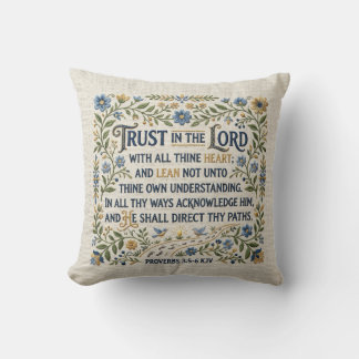 Coussin Broderie Confie dans le Seigneur Proverbes 3:5-6 K