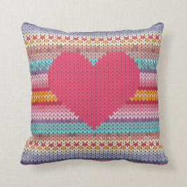 Coussin Broderie de laine de faux de valentine de coeur