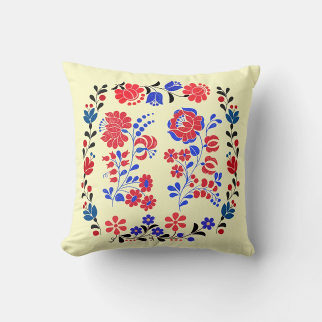 Coussin Broderie hongroise de fleur d'OPUS (Recto)
