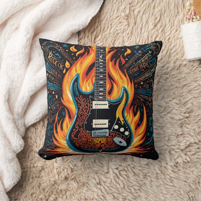 Coussin Bronzage de guitare dans une explosion de couleurs (Couverture)