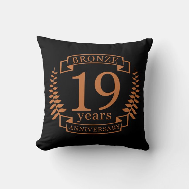 Coussin Bronze anniversaire traditionnel mariage 19 ans (Recto)