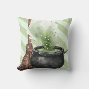 Coussin Broom et chaudron pour sorcières