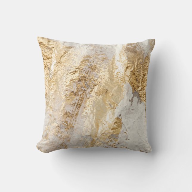 Coussin Brosse d'or blanc à texture peinte. (Recto)