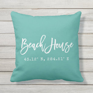 Coussin Brosse Script Beach House Vos Coordonnées