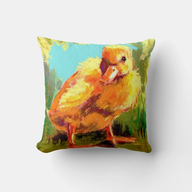 Coussin brouillé jaune de caneton de Quackers (Recto)