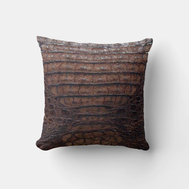 Coussin Brown #1 d'impression d'alligator (Recto)