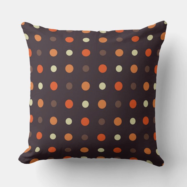 Coussin brown and orange fall polka dot (Recto)