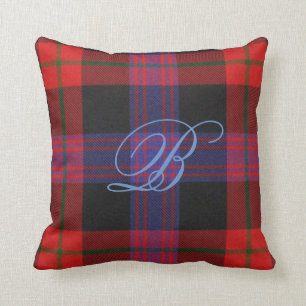 Coussin Brown de monogramme de tartan