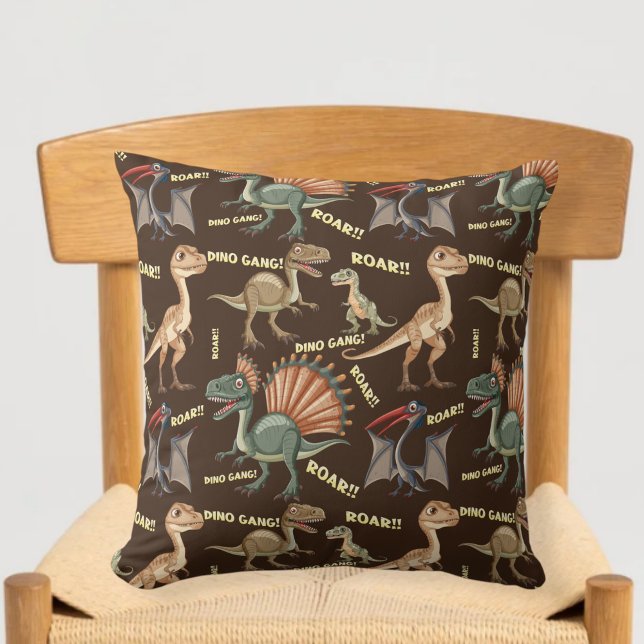 Coussin Brown dinosaur cushion - kids dinosaur pillow (Créateur téléchargé)