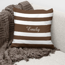 Coussin Brown Et Blancs Motif Votre Nom Sur Le Jeu
