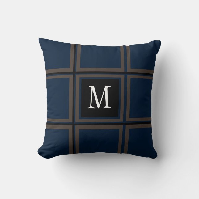 Coussin Brown et bleu personnalisé unique première triée (Recto)