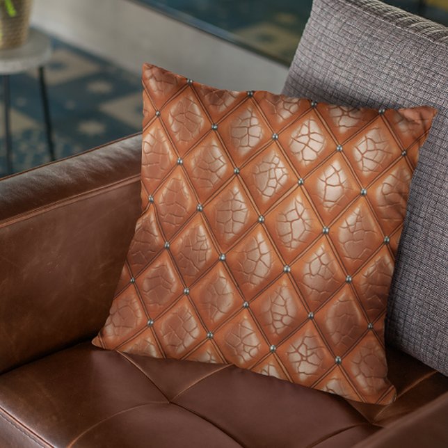 Coussin Brown Faux Leather Pattern (Créateur téléchargé)