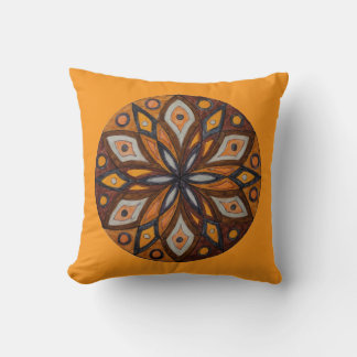 Coussin Brown/Gray Starburst Mandala Throw Pillow