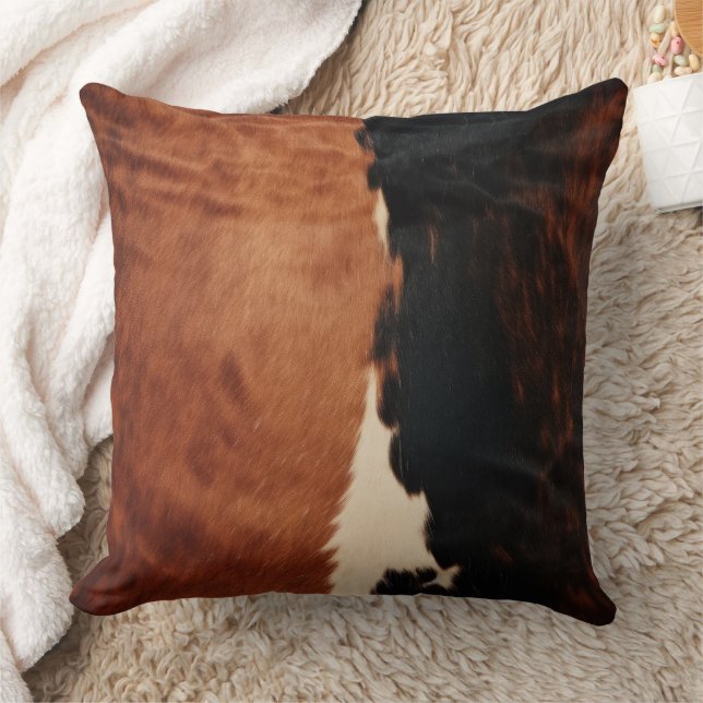 Coussin Brown Noir Noir Faux Cowhide (Couverture)