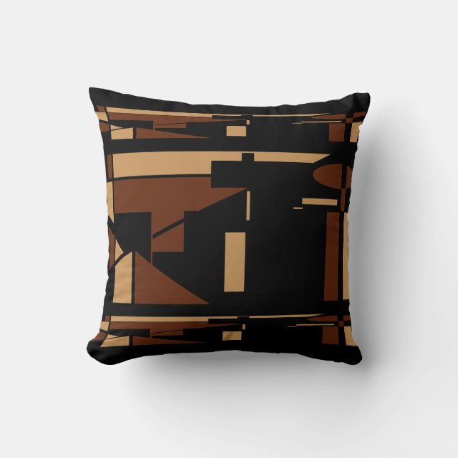 Coussin Brown Tan noir Sud-Ouest look minimaliste Abstrait (Recto)