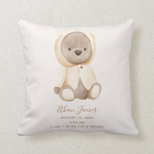 Coussin Brown Teddy Bear Bébé Naissance Statistiques Keeps