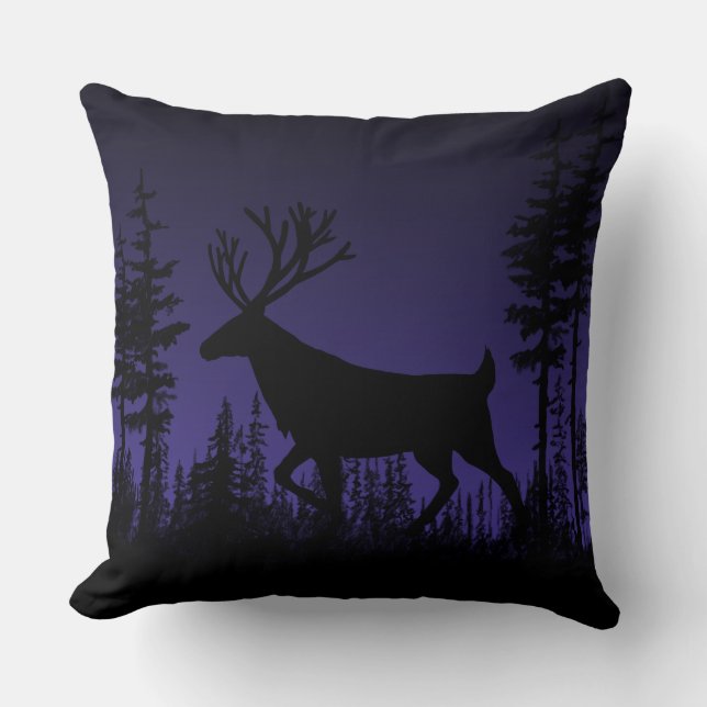 Coussin Brume pourpre Coucher du soleil Forêt de pins sylv (Recto)